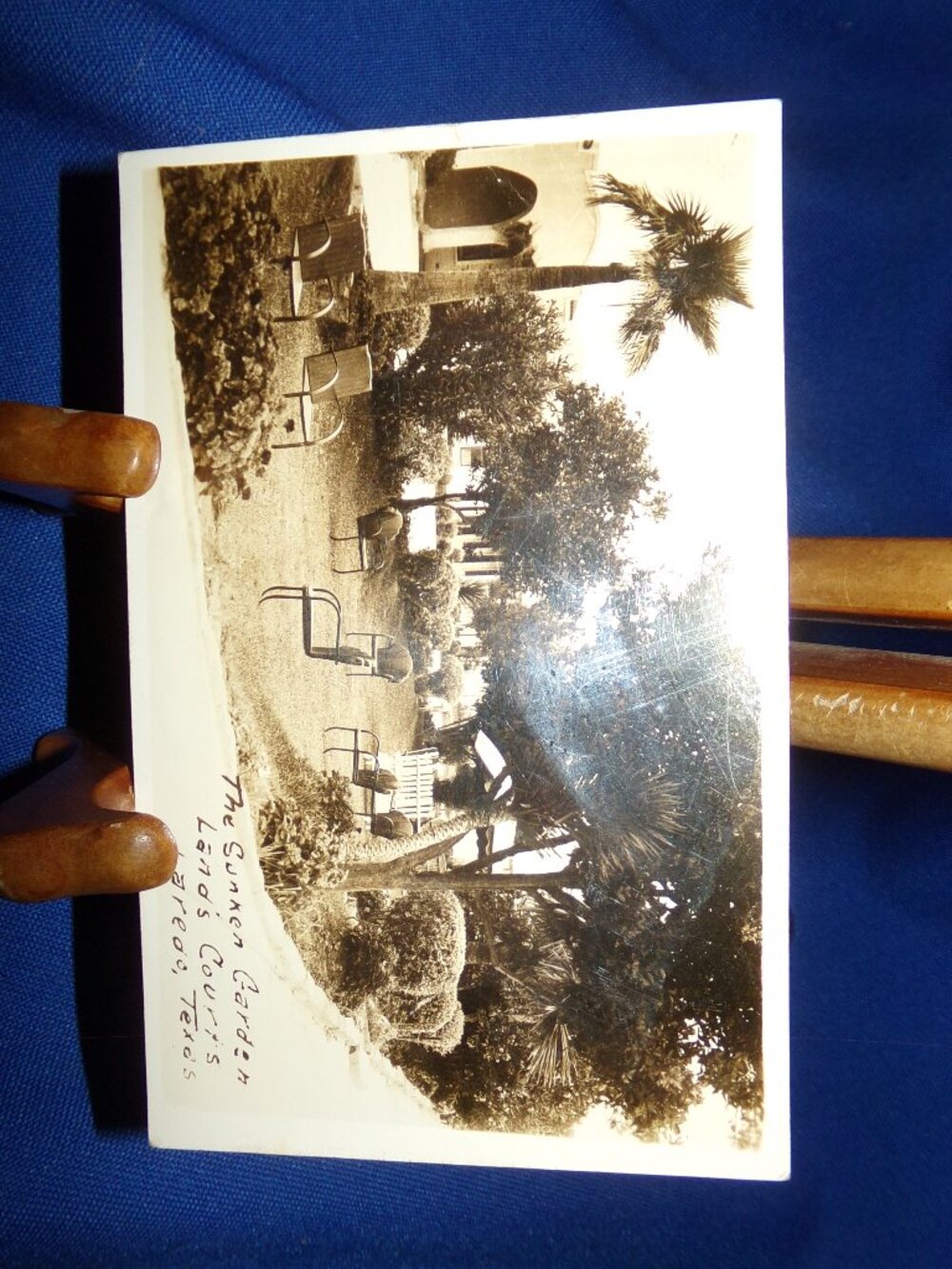 Vintage Sunken Gardens Land's Courts Laredo, Texas Real Photo Postcard (RPPC)